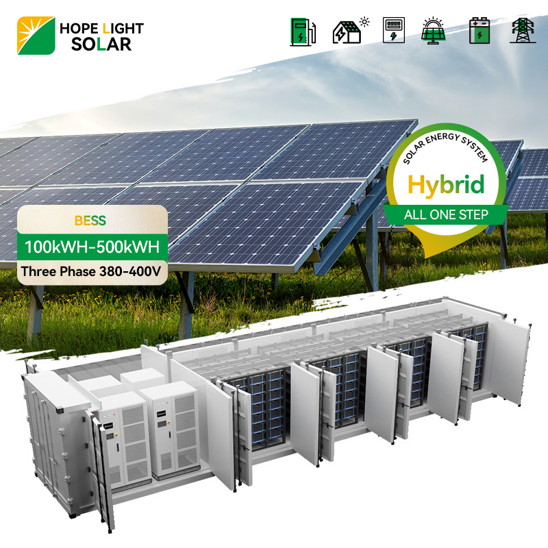 تخزين الطاقة الكهربائية عالي الجهد 50kwh 100kwh 150kwh 200kwh LiFePO4 حل بطارية الألواح الشمسية للمشروع