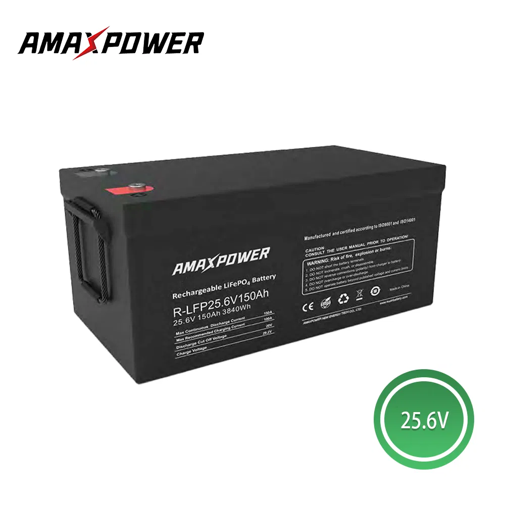 أمان باور 5 سنوات ضمان عمر دورة عميق طويل قابل لإعادة الشحن 24V/25.6V ليثيوم أيون شمسي LiFePO4 بطارية لتخزين الطاقة المتجددة بسعر المصنع