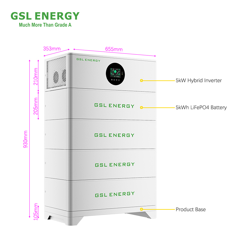 نظام تخزين الطاقة المنزلي من جيسل للطاقة، بطارية عاكس شامل 20.48kwh 51.2V 10.24kwh مثبت على الأرض LiFePO4