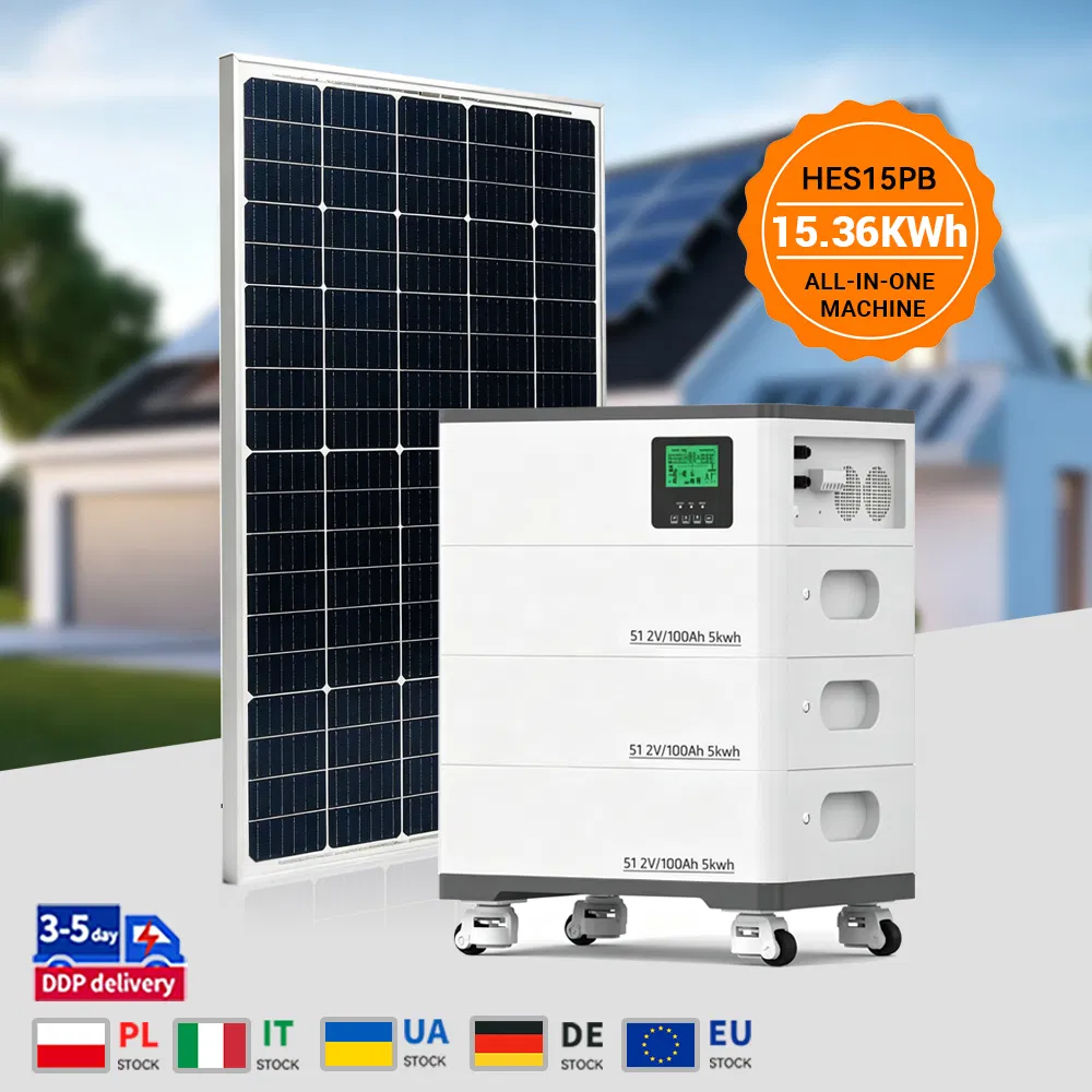 نظام تخزين الطاقة المنزلية الهجينة المتكامل 51.2V 300ah العاكس LiFePO4 البطارية 100ah 200ah 500ah 10kwh 15.36kwh خرج التيار المتردد