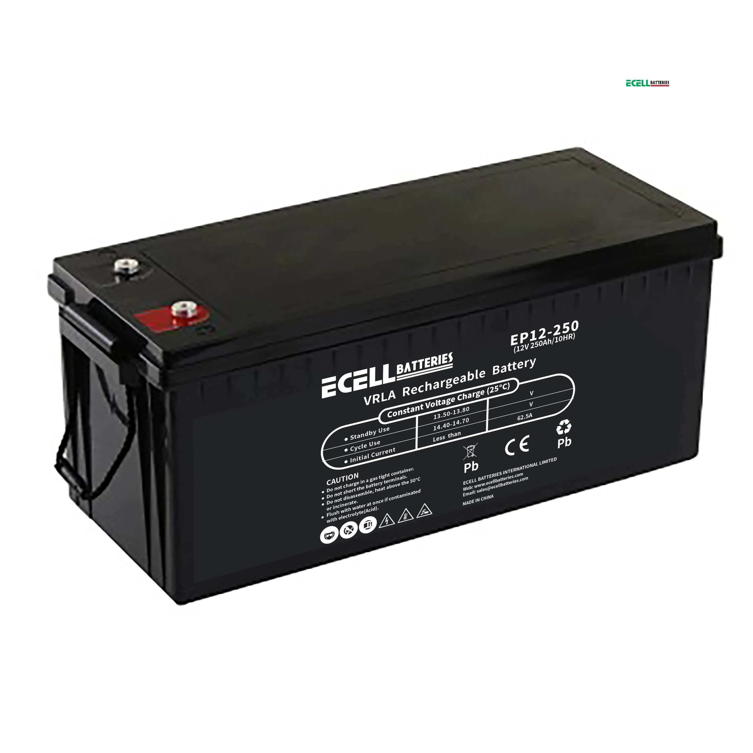 إي سيل Batteires12V 250ah 2400wh بطارية تخزين الطاقة الشمسية المستقلة من نوع الرصاص الحمضي VRLA AGM UPS للطاقة المتجددة