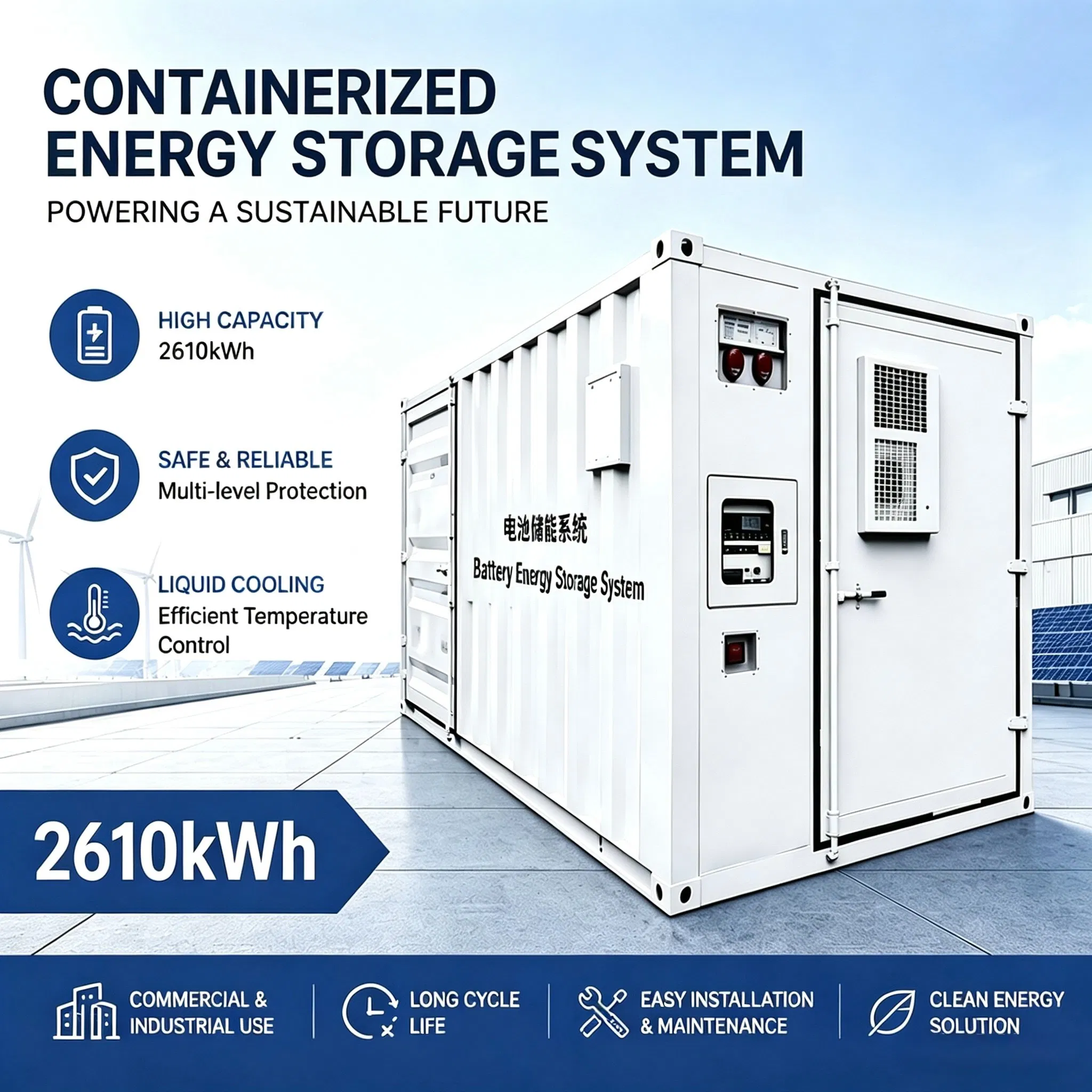 3mwh حاوية مبردة سائلة LiFePO4 تخزين الطاقة بالبطاريات للاستخدام الصناعي والتجاري