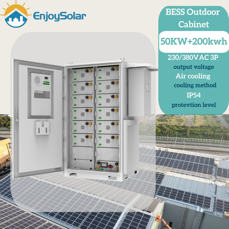 100kwh 200kwh الطاقة الشمسية LiFePO4 تخزين بطارية ليثيوم أيون الخارجية خزانة بيس مع 50kw عاكس شمسي هجين لنظام تخزين الطاقة الشمسية التجارية