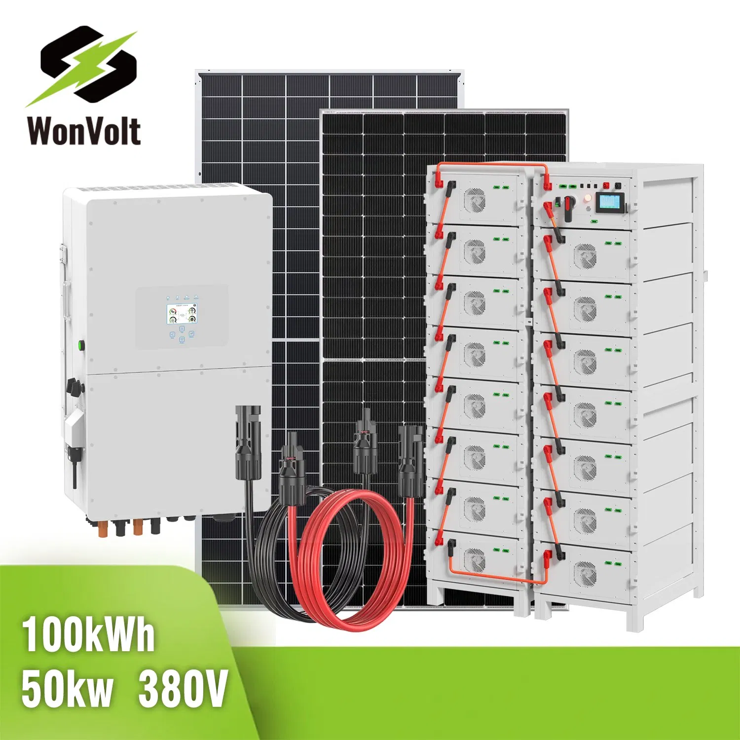 45kw 50kw عاكس طاقة شمسية هجين عالي الجودة مع 100kwh نظام تخزين بطارية أيون الليثيوم