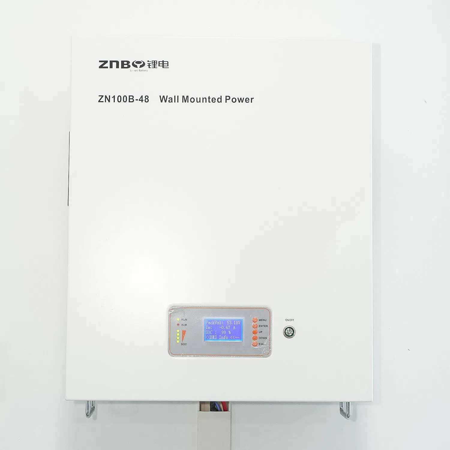 بطارية تخزين الطاقة المعلقة على الحائط 51.2V 100ah 5120wh LiFePO4 Zn512100-W الطاقة الشمسية