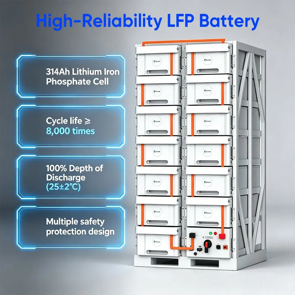 نظام تخزين آمن عالي 1500kw 3000kwh حاوية بطارية ليثيوم للطاقة الشمسية التجارية