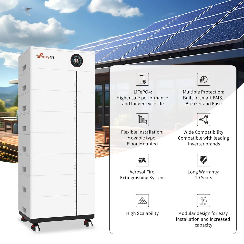 بطارية فيليسيتي القابلة للتكديس 5kwh 20kwh 40kwh LiFePO4 نظام تخزين الطاقة من بطارية شمسية 100ah وحدة بطارية ليثيوم