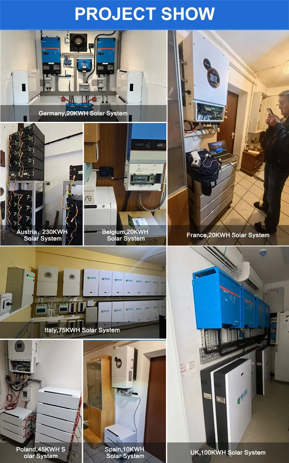 نظام تخزين الطاقة المنزلية من بطارية ليثيوم موديول النخبة 51.2V 280ah قابل للتكديس مثبت على الرف LiFePO4