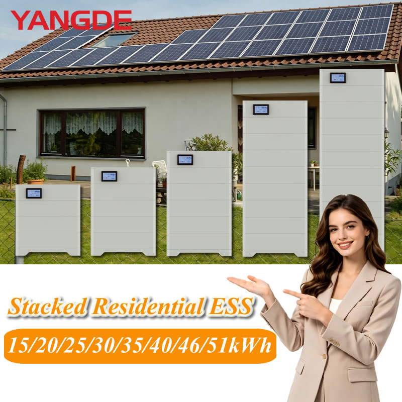 بطارية تخزين الطاقة المنزلية الليثيوم ذات الجهد العالي المكدسة 15kwh/20kwh/25kwh/30kwh/35kwh/40kwh/46kwh/51kwh
