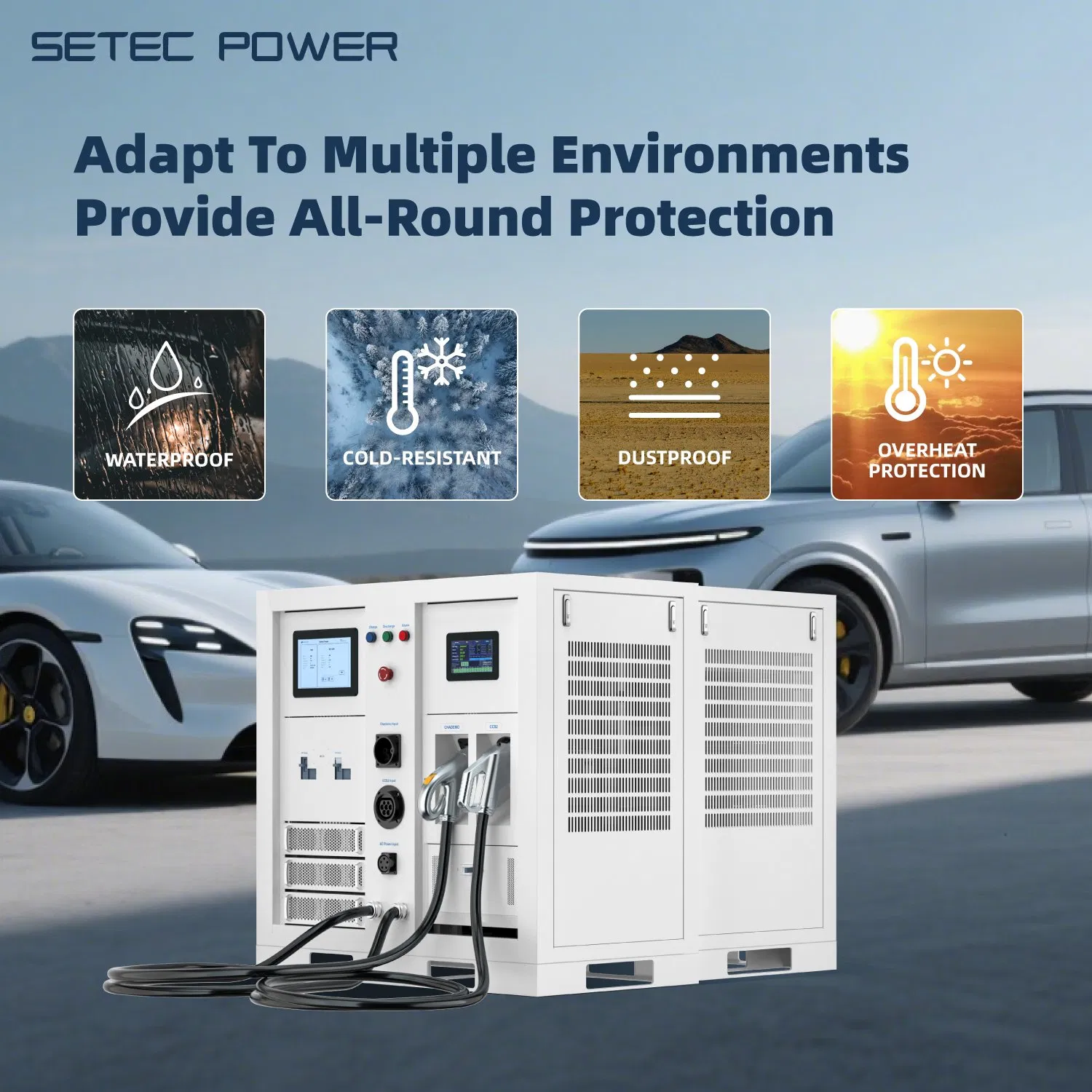 نظام شحن المركبات الكهربائية خارج الشبكة من SETEC POWER 30kWh-1MWh آلة تخزين البطارية المدمجة مع الطاقة المتجددة