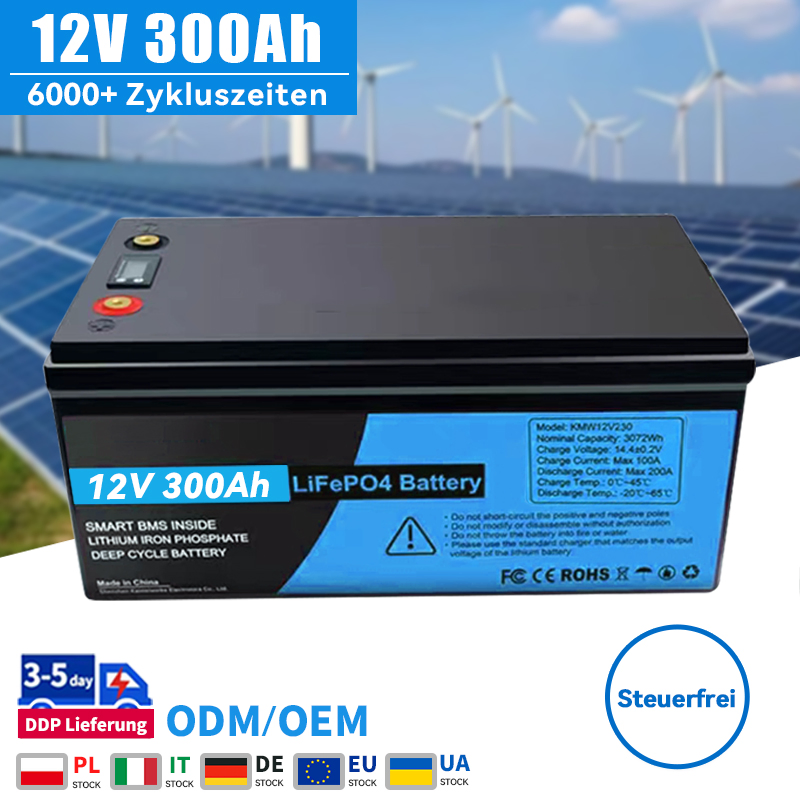 12V 300ah LiFePO4 بطارية دورة عميقة مع نظام إدارة البطارية، سعة عالية جداً، لأنظمة تخزين الطاقة، الطاقة المتجددة 100ah 120ah 150ah 200ah 230ah 280ah