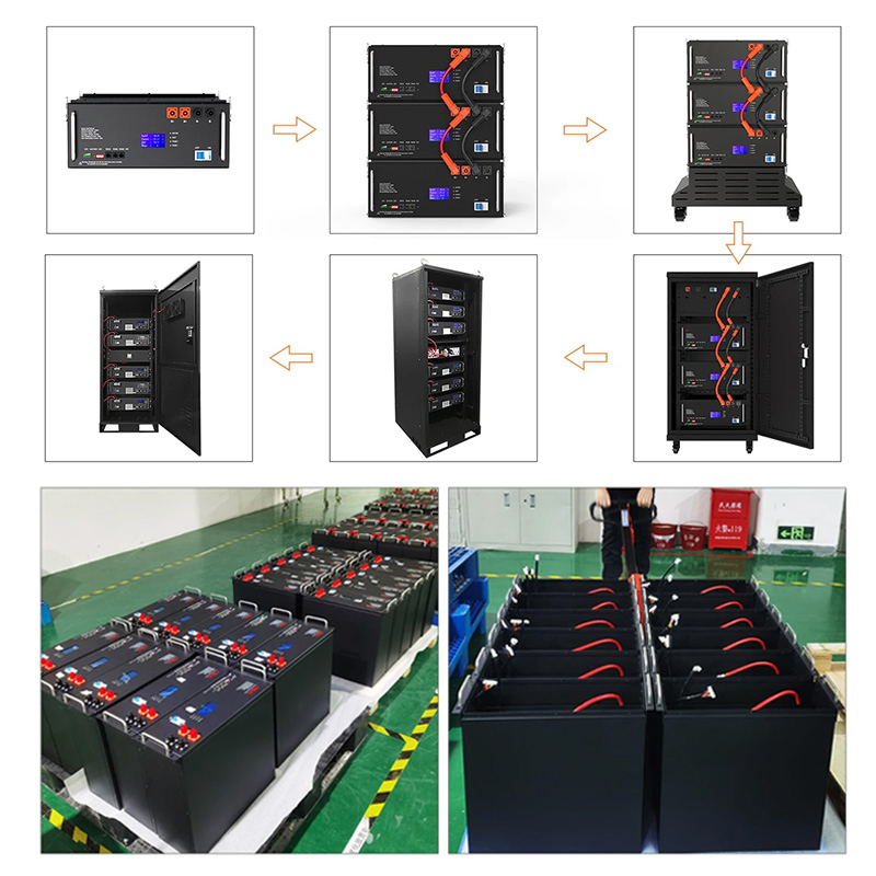 51.2V 120ah بطارية مثبتة على الرف مع نظام إدارة البطارية 100ah 200ah 300ah 400ah 500ah نظام الطاقة الشمسية المنزلية لتخزين الطاقة 5kwh 7kwh 10kwh
