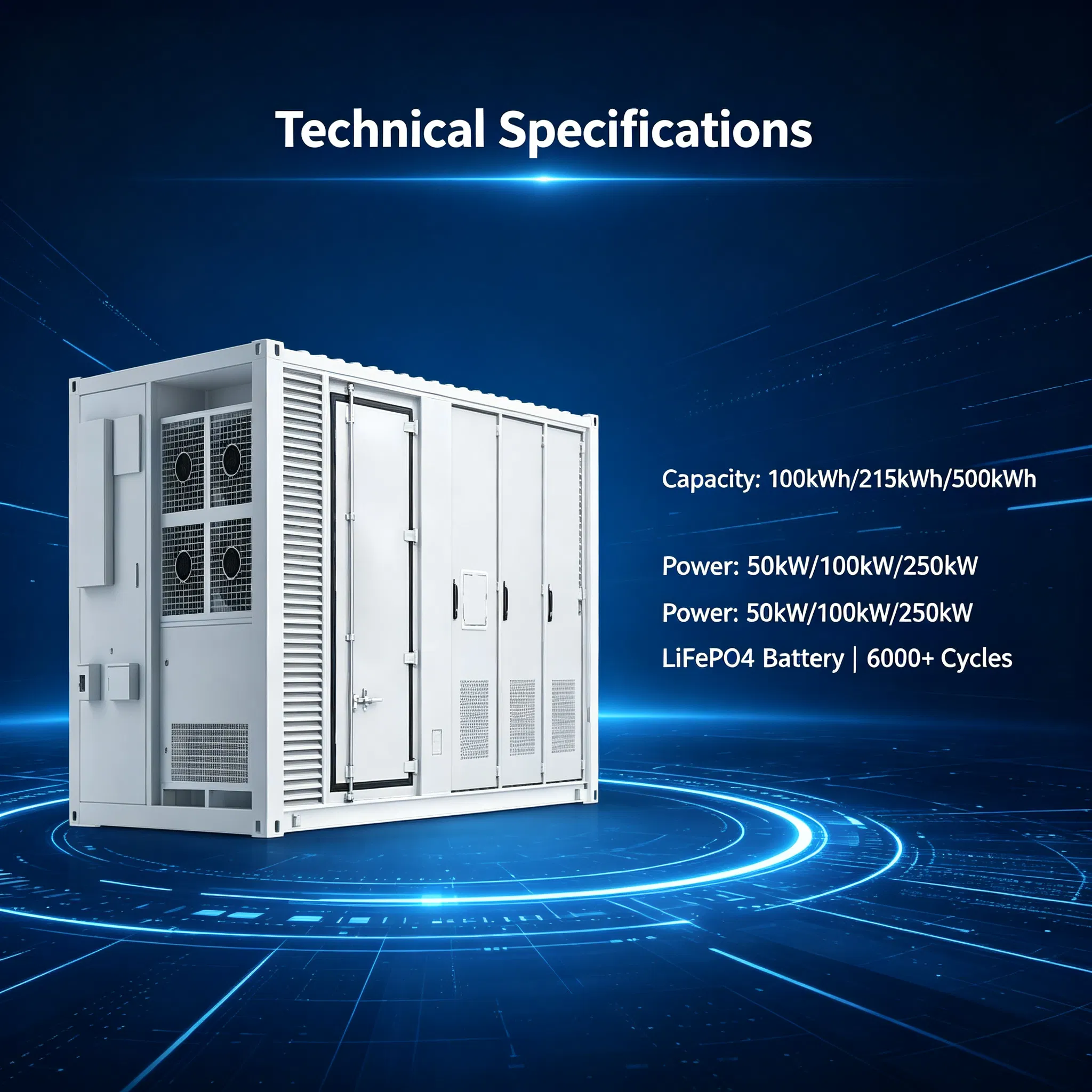 حاوية بيس 2mwh LiFePO4 بطارية ليثيوم 1mwh 1MW 5MW 10MW نظام تخزين الطاقة الشمسية الهجينة