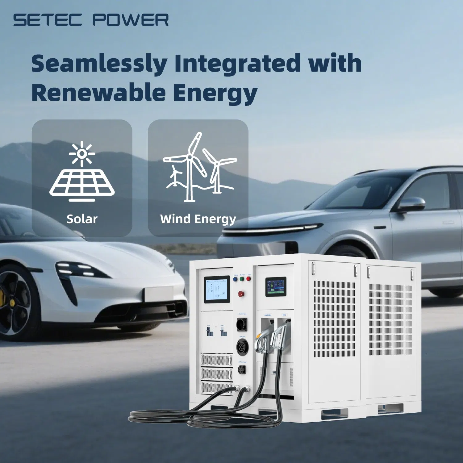 نظام شحن المركبات الكهربائية خارج الشبكة من SETEC POWER 30kWh-1MWh آلة تخزين البطارية المدمجة مع الطاقة المتجددة