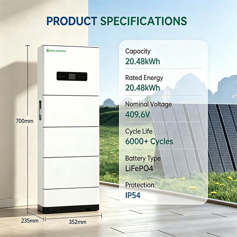 حل تخزين البطارية عالية الجهد 20kwh 409V حزمة بطارية فوسفات الحديد الليithيوم خزانة تخزين الطاقة الشمسية لمشاريع الطاقة المتجددة