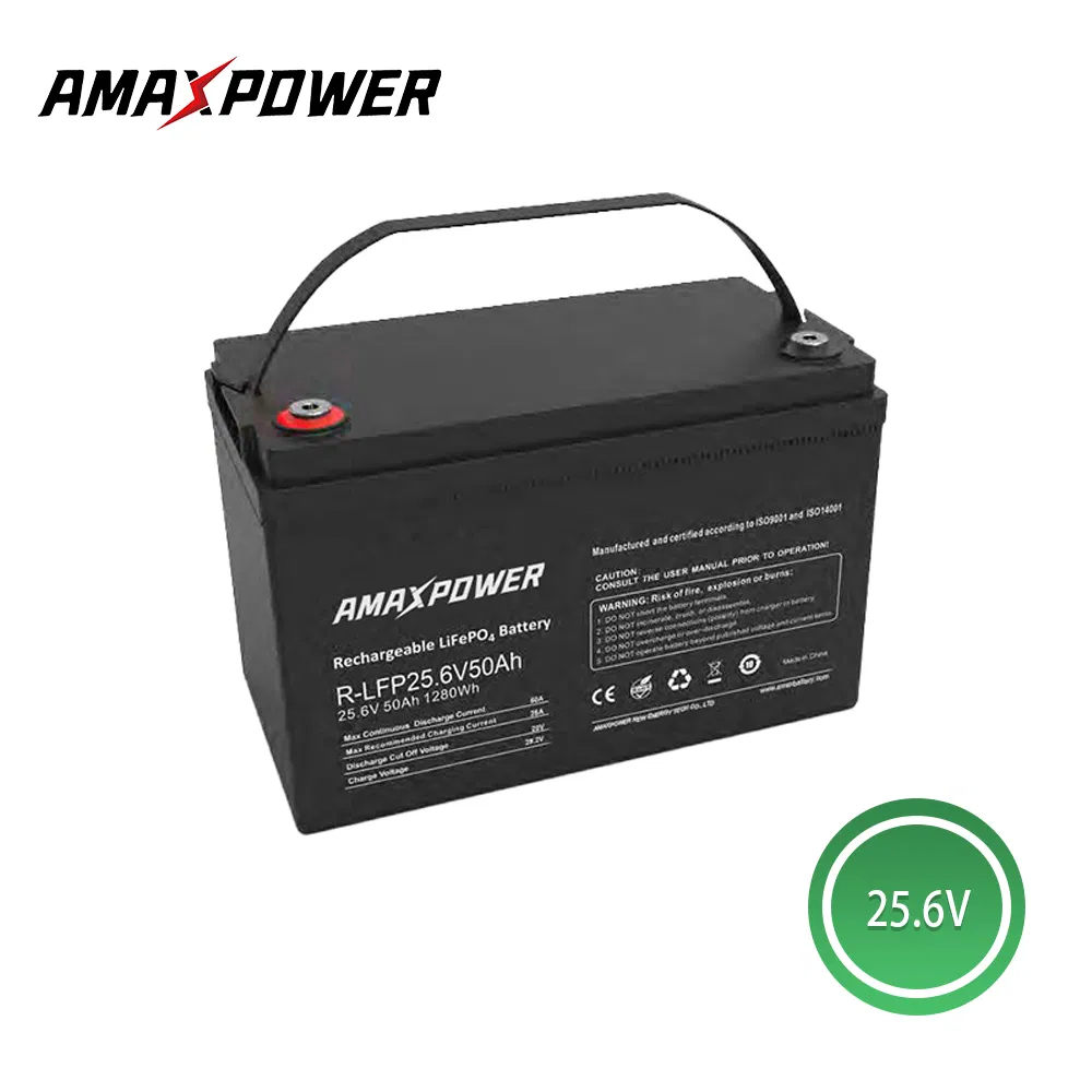 أمان باور 5 سنوات ضمان عمر دورة عميق طويل قابل لإعادة الشحن 24V/25.6V ليثيوم أيون شمسي LiFePO4 بطارية لتخزين الطاقة المتجددة بسعر المصنع