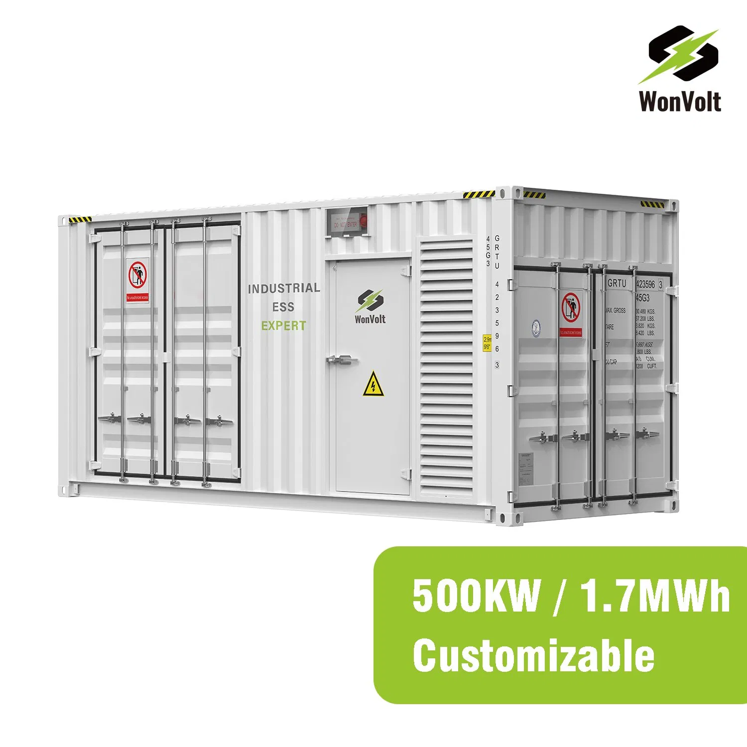 ونفولت 500kwh 1mwh 1.7mwh 3.4mwh حاوية البطارية نظام تخزين الطاقة بالبطاريات المعبأة