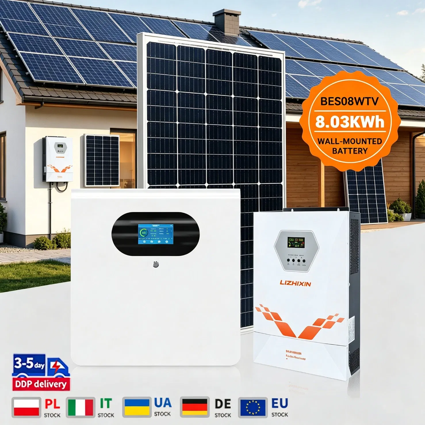 25.6V 314ah 1p8s 8.03kwh بطارية مثبتة على الحائط 100ah 200ah 300ah بطارية فوسفات الحديد الليثيوم لنظام تخزين الطاقة الشمسية المنزلية