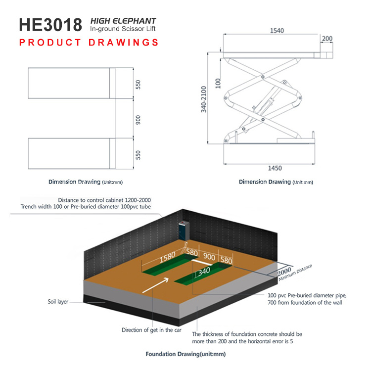 Vehicle Hoist Automotive Scissor Lift Car Elevator