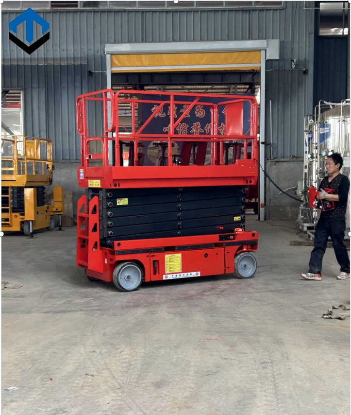 2m Electric Mobile Scaffolding with Chain Wire Rope Foldable Lift Scaffold Mobile Scissor Lift for Construction Gear Motor Hoist 3m Lifting Height