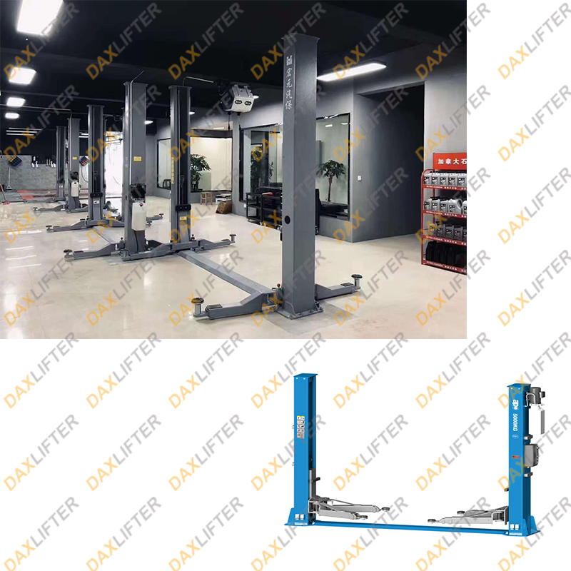 Portable 2-Post Car Lift Hydraulic Cylinder Service Lift with Floor Plate