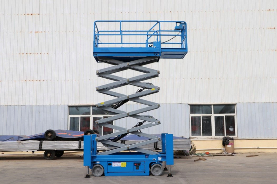 6m Electric Mobile Scaffolding with Chain Wire Rope Foldable Lift Scaffold Mobile Scissor Lift for Construction Gear Motor Hoist 3m Lifting Height