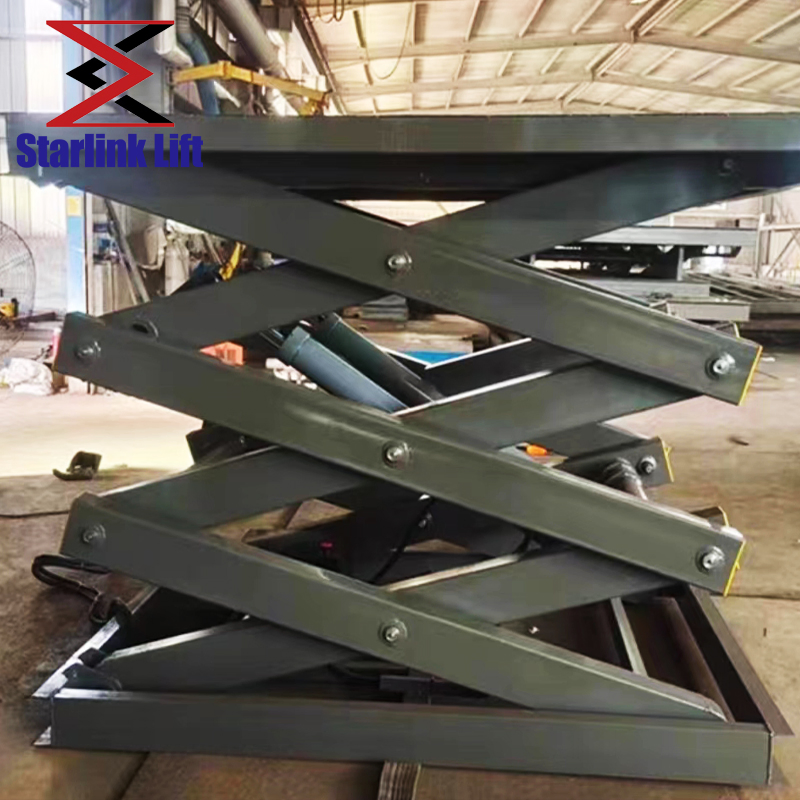 5 Tons Heavy Duty Scissor Hoist Equipment Steel Plate Fixed Cargo Lift
