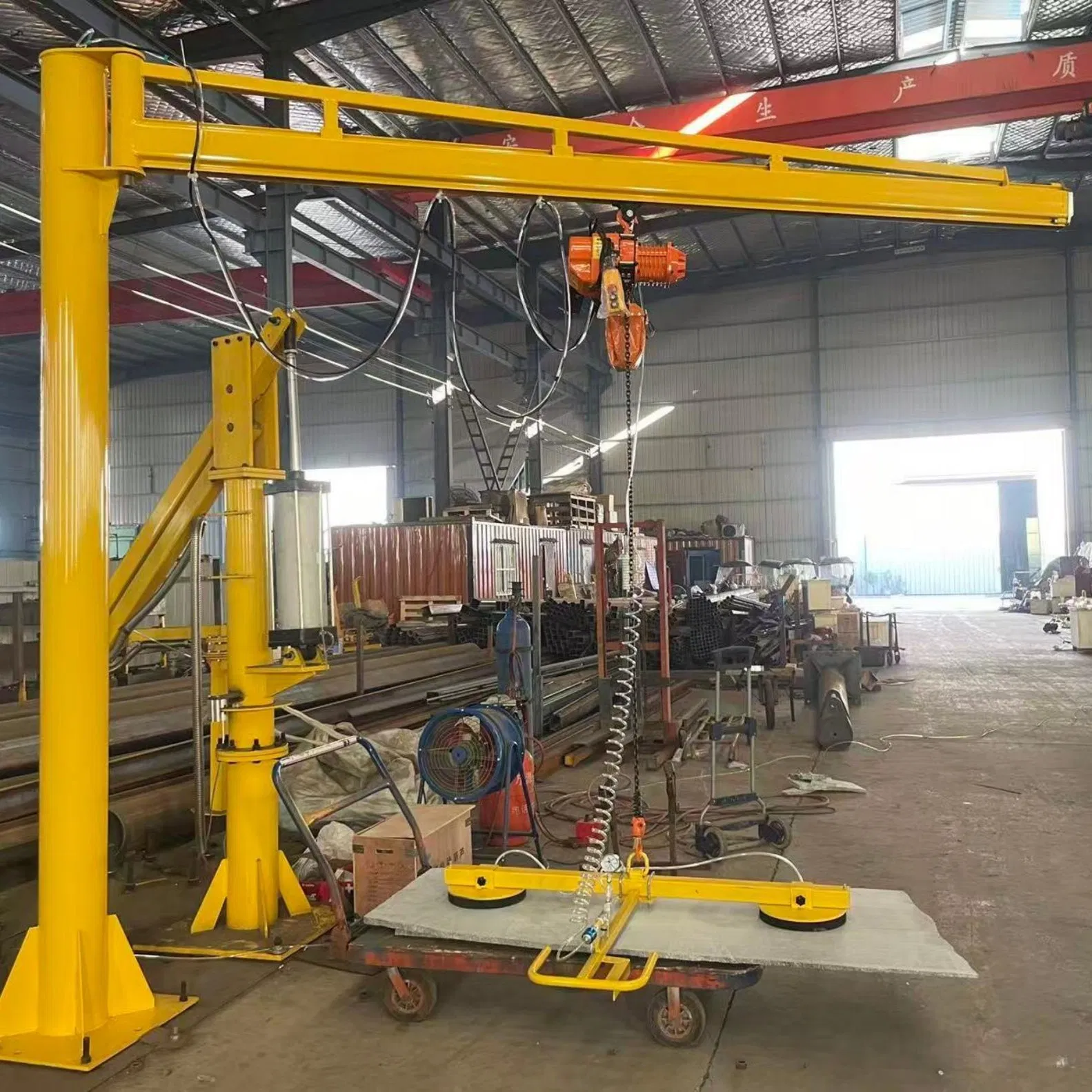 Vacuum Lifts with Jib Crane Cantilever Loader Transports Slate Cement Panels