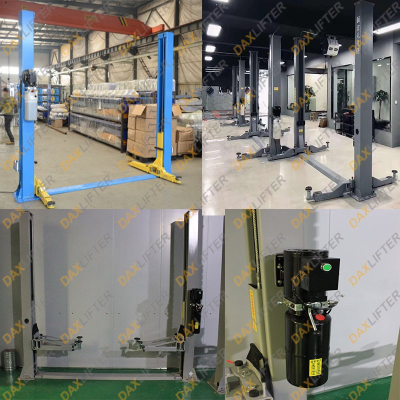 Portable 2-Post Car Lift Hydraulic Cylinder Service Lift with Floor Plate