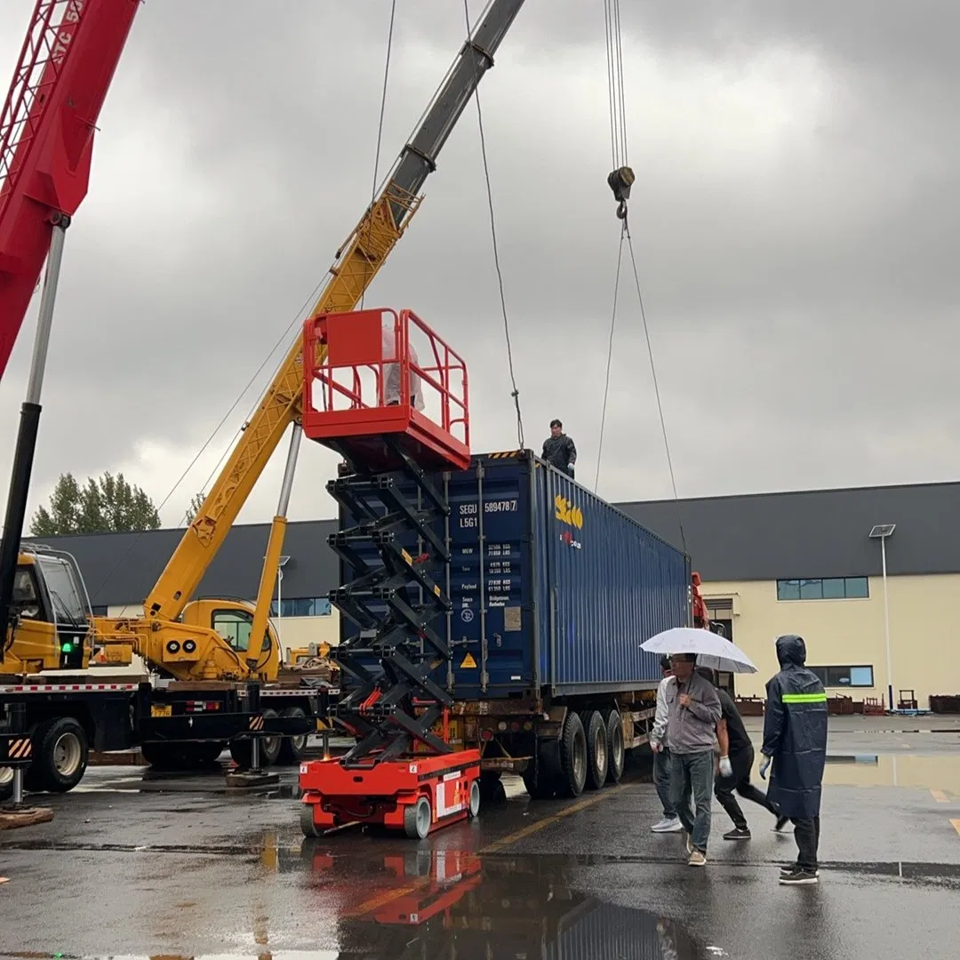 2m Electric Mobile Scaffolding with Chain Wire Rope Foldable Lift Scaffold Mobile Scissor Lift for Construction Gear Motor Hoist 3m Lifting Height