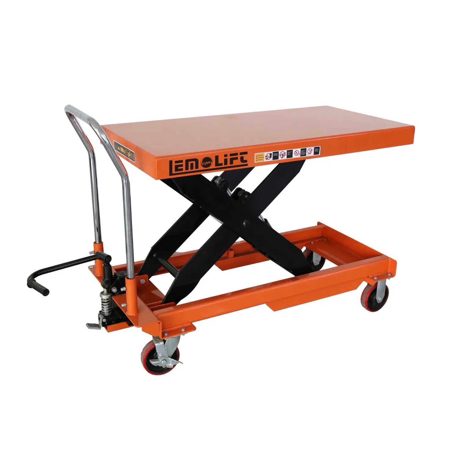 1000kgs Heavy-Duty Hand Lift Table Truck with Split Pump Manual Lift Table Single Scissor