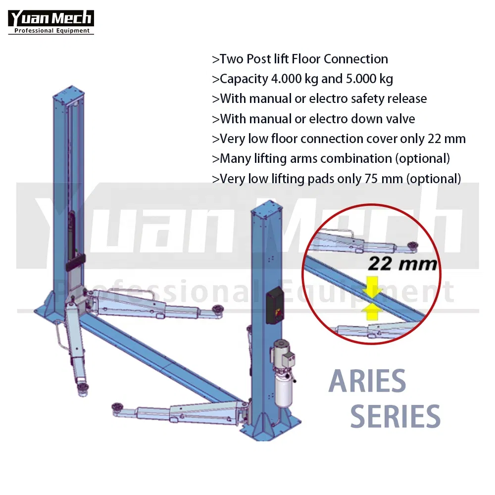 Portable MID Rise Hydraulic 2 Post Lift Floor Connection Car Lift