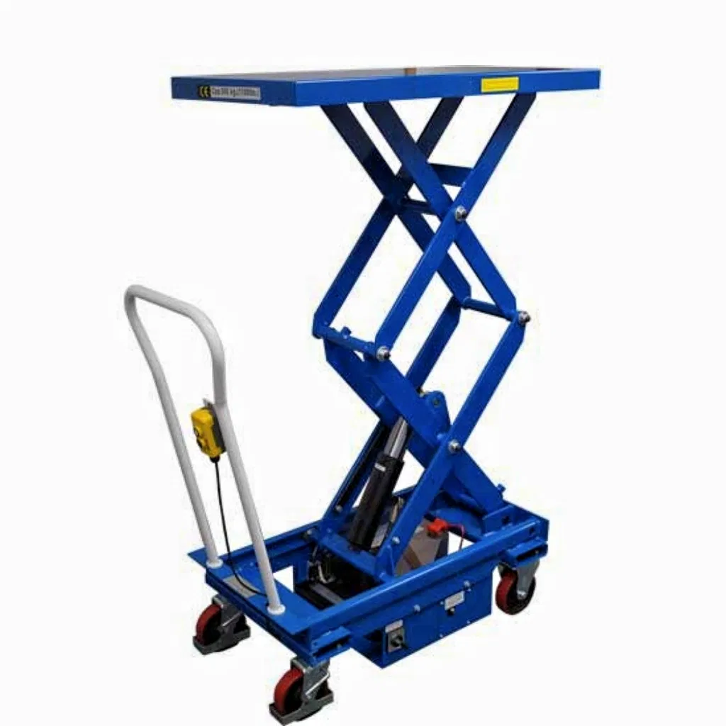 New Electric Scissor Type Mobile Hand Push Steel Platform Cart Lifting Table Mold Handling Cart with Lift Table and Lower Function