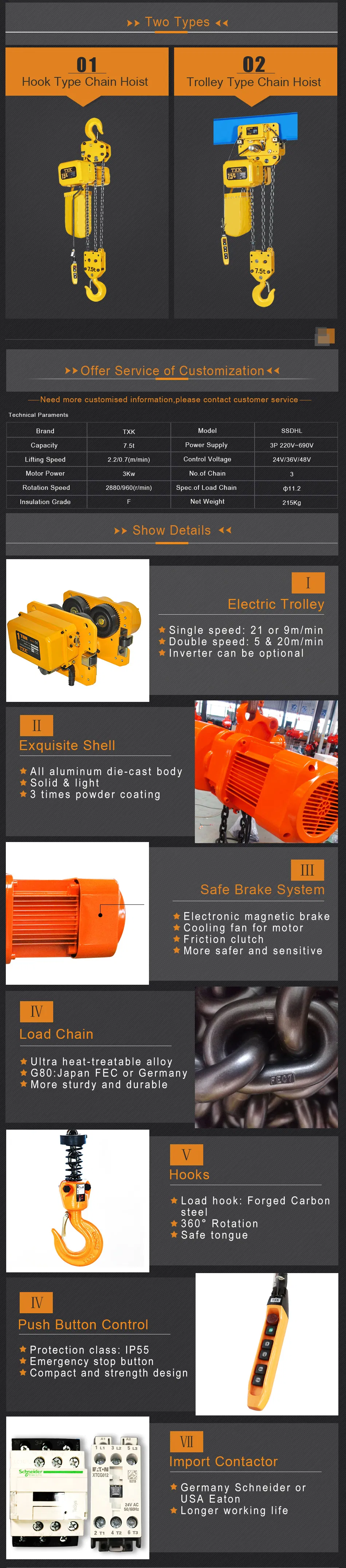 7.5 Ton Chain Hoist Details