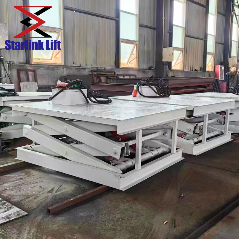 5 Tons Heavy Duty Scissor Hoist Equipment Steel Plate Fixed Cargo Lift