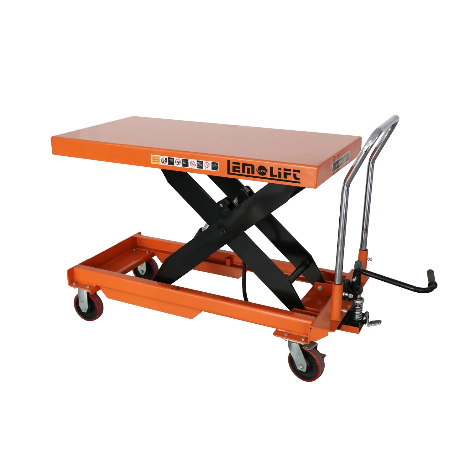 1000kgs Heavy-Duty Hand Lift Table Truck with Split Pump Manual Lift Table Single Scissor
