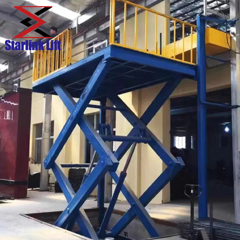 5 Tons Heavy Duty Scissor Hoist Equipment Steel Plate Fixed Cargo Lift