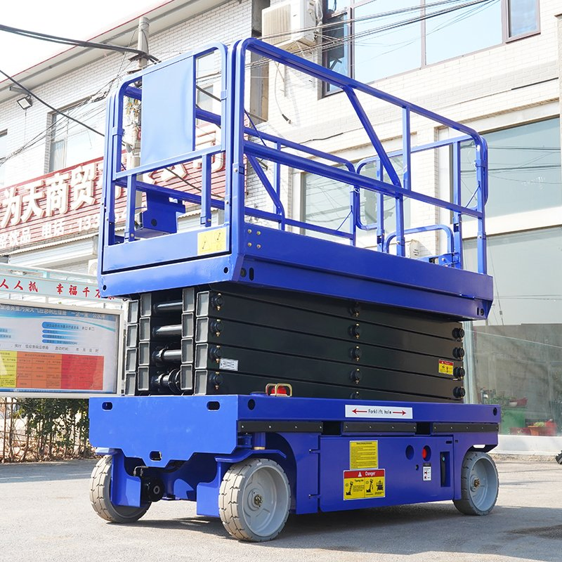 2m Electric Mobile Scaffolding with Chain Wire Rope Foldable Lift Scaffold Mobile Scissor Lift for Construction Gear Motor Hoist 3m Lifting Height