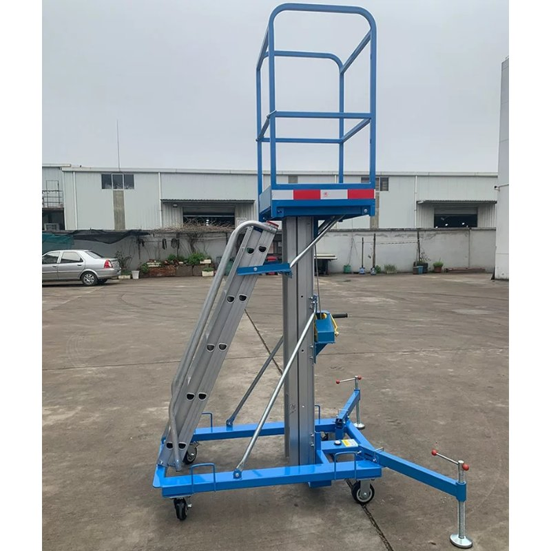 Portable 4600mm Aluminum Mast Aerial Work Table/Manual Lifting Platform/Vertical Aerial Man Lift Platform