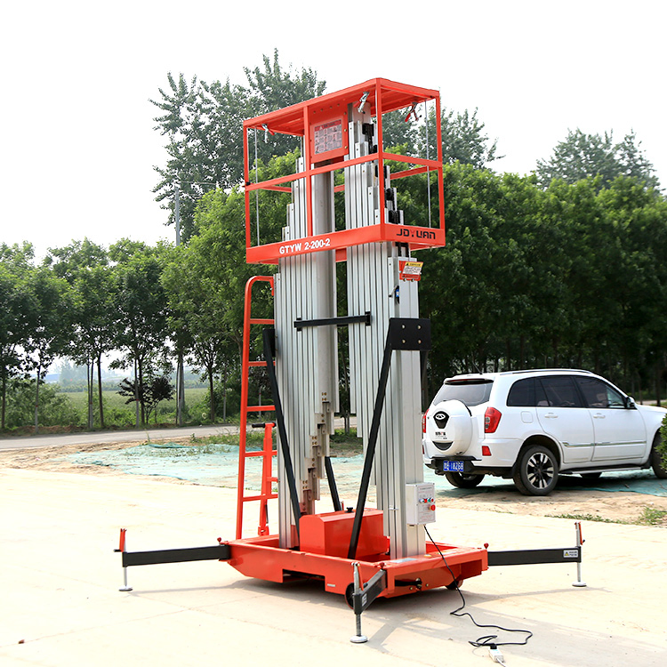 2 Man Scissor Lift Aluminum Alloy Double Column Lifting Platform with 6m 8m 10m 12m 14m