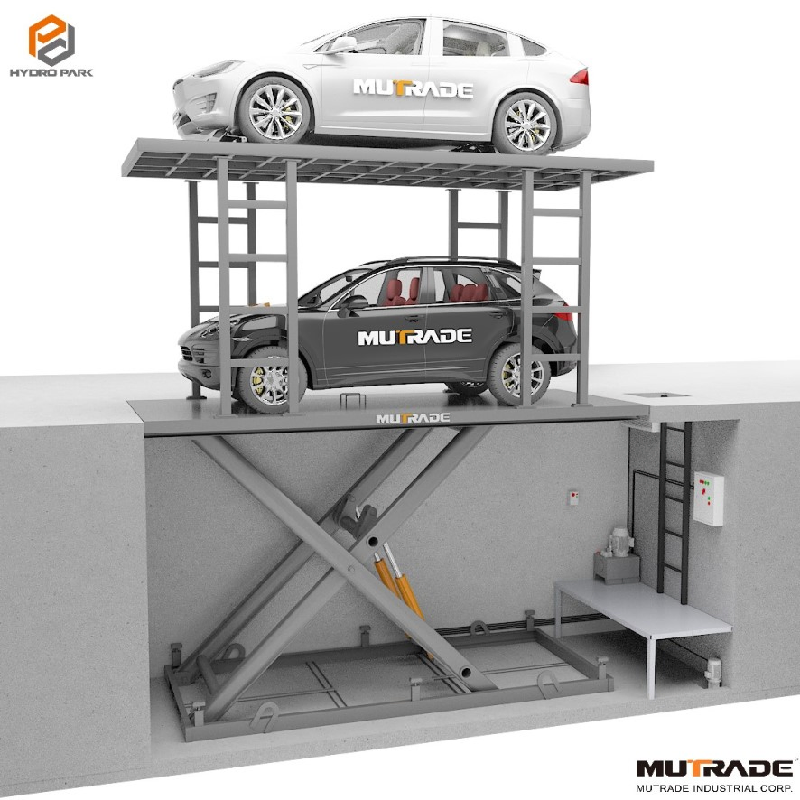 Double Cylinder Lifting Table Two Car Scissor Elevator Hydraulic Car Lifting Platform