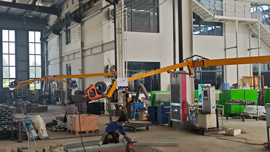 Industrial welding machine in Benefits Machinery production facility