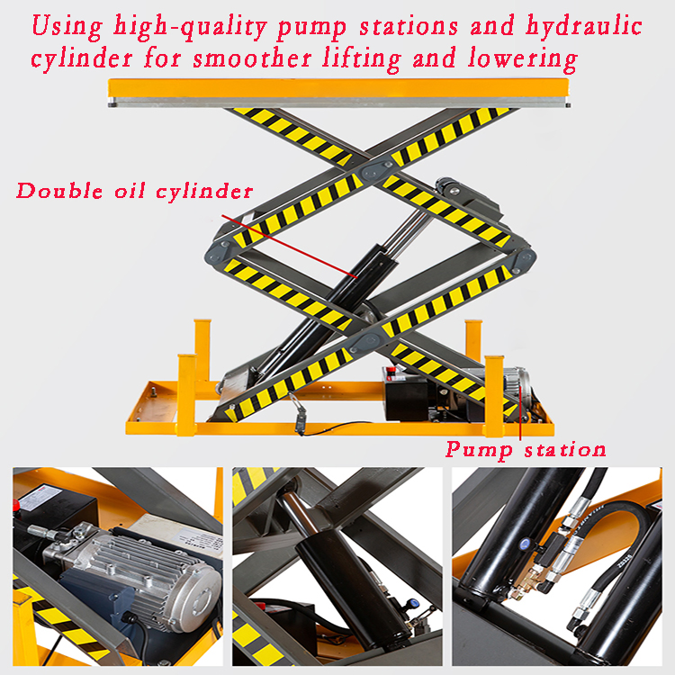2ton Heavy Stationary Fixed Hydraulic Electric Scissor Lifting Table Transport Lift Platform with Guardrail