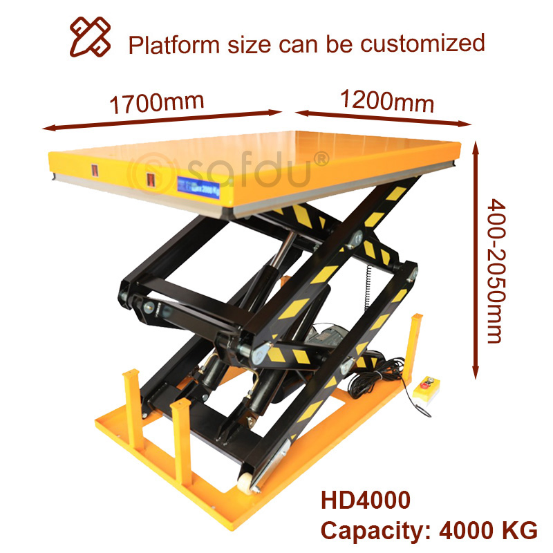 Heavy-Duty Hydraulic Double Scissor Lifting Platform for 4000kg Capacity