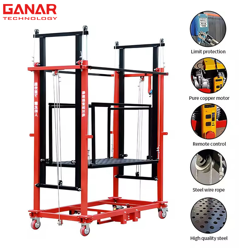 Electric Scaffolding Lift 2-6 Meters Mobile Foldable Small Electric Scaffolding Lifting Platform