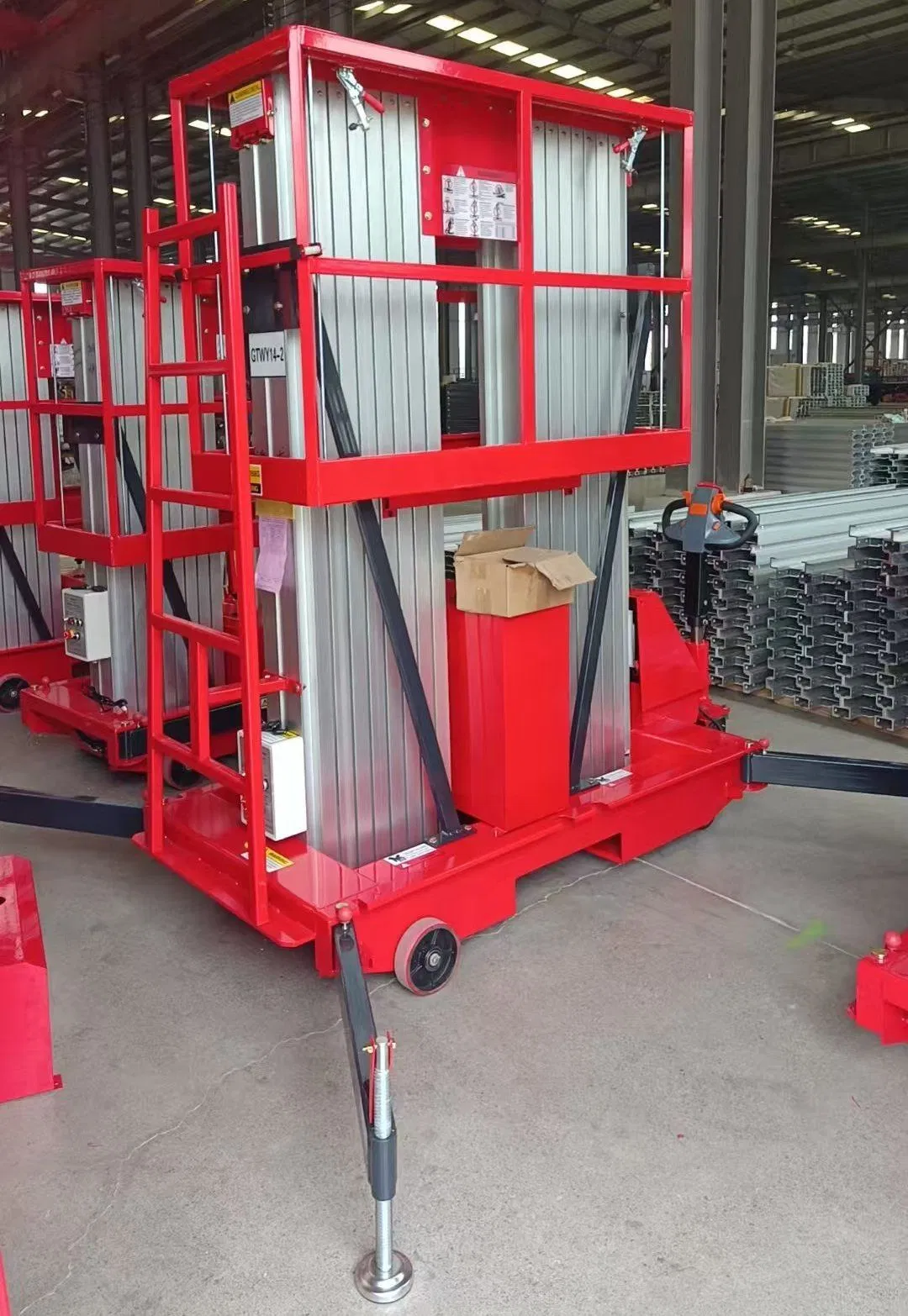 Kpluslift 150kg Aluminum Alloy Lift Single &amp; Double Mast Powered Lifting Scissor Platform