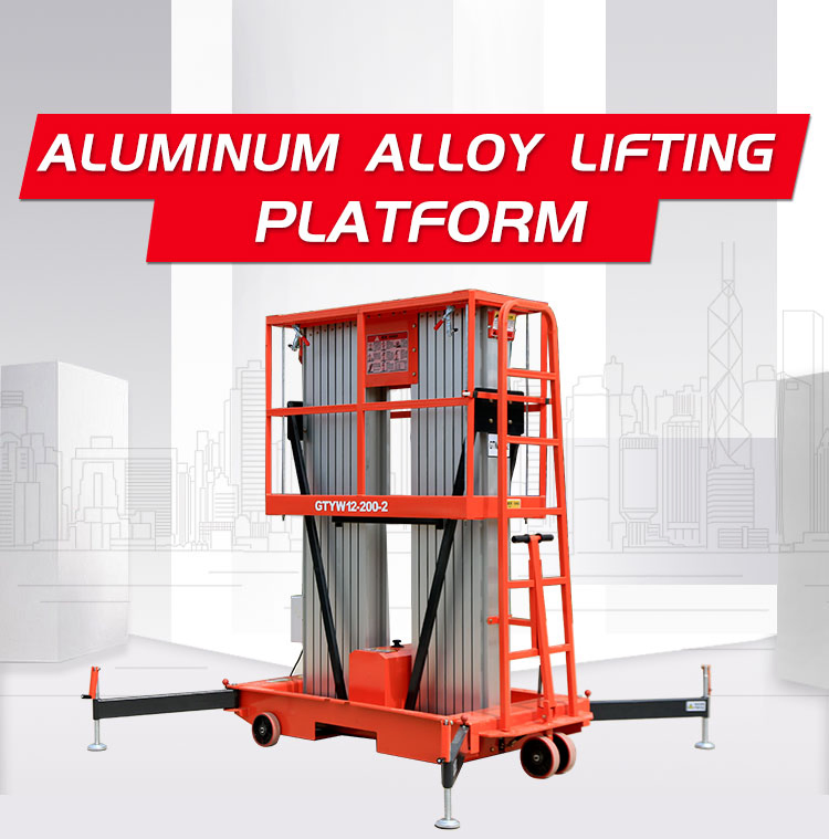 2 Man Scissor Lift Aluminum Alloy Double Column Lifting Platform with 6m 8m 10m 12m 14m