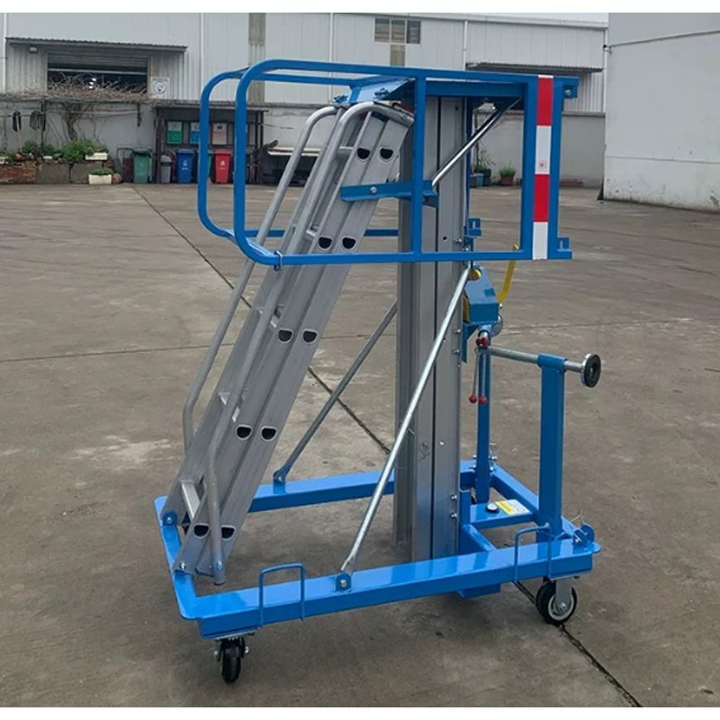 Portable 4600mm Aluminum Mast Aerial Work Table/Manual Lifting Platform/Vertical Aerial Man Lift Platform