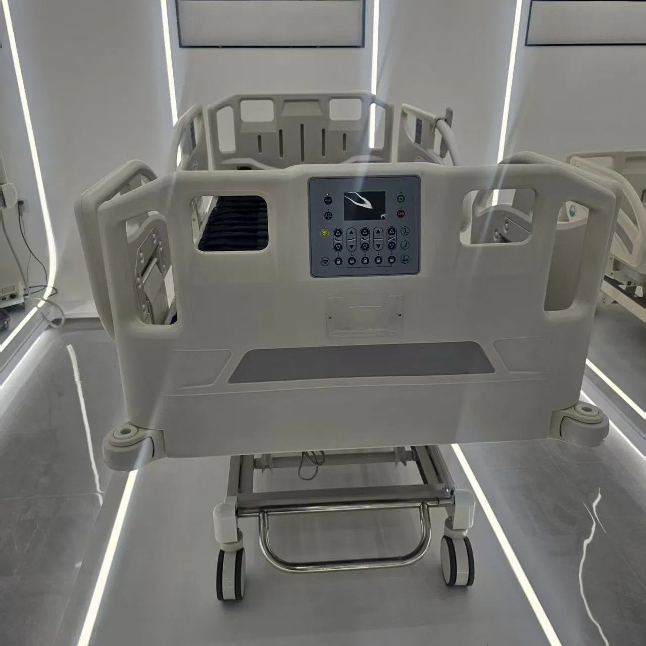 Source Factory 5 Function Electric Hospital Bed, Dual Side &amp; Hand Control Segmented Anti-Bedsore Air Mattress ICU Monitoring Bed