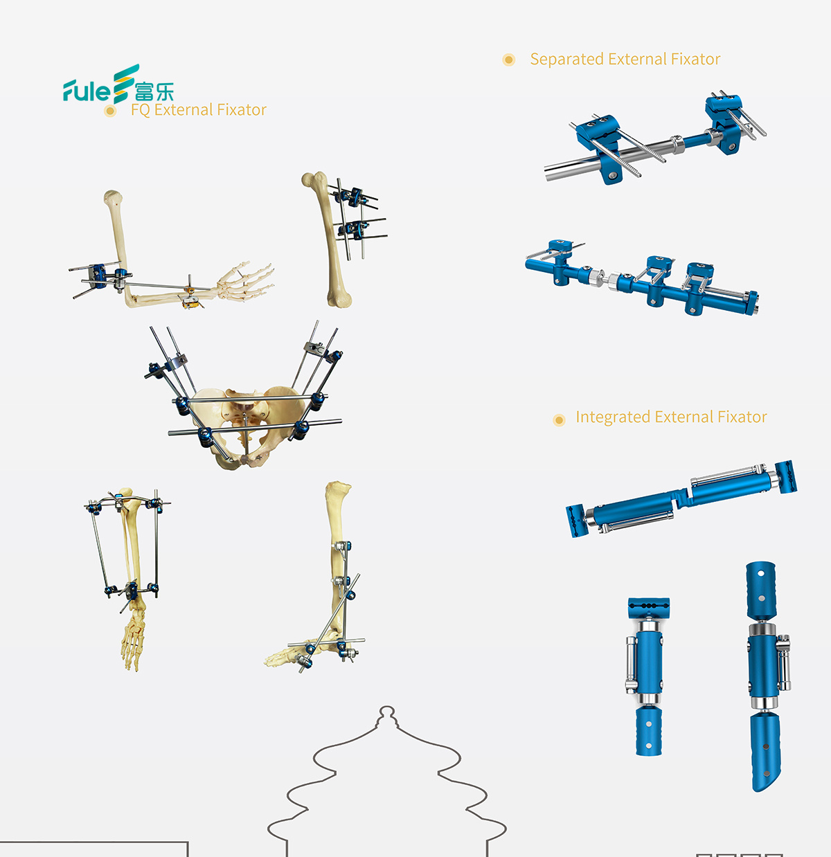 High Quality Professional Processing Hoffman External Fixator Kit-Aluminium Alloy Traumatic External Basis Surgical Instruments